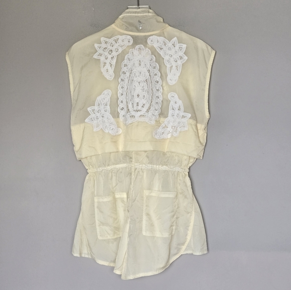 NEW Free People Marigold Butter Yellow Water-resistance Embroidered Onsie Romper - Picture 5 of 13